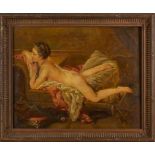Gemälde Figurenmaler um 1900 "Liegender Frauenakt" Öl/Lwd., 57,5 x 72,5 cm