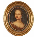 Gemälde Bildnismaler 18.Jh "Portrait einer jungen Frau mit Perlenkette" Öl/Lwd., 32 x 27 cm