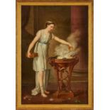 Gemälde Joseph-Marie Vien, Werkstatt des 1716 Montpellier - 1809 Paris "Une petresse brule de l'
