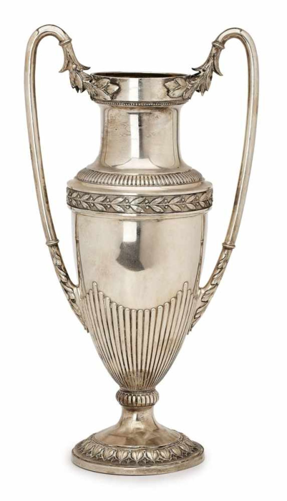 Gr. Amphorenvase, Empire-Stil, Koch & Bergfeld um 1900. 800er Silber, innen vergoldet.