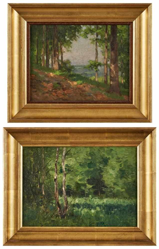 2 Gemälde Nelson Gray Kinsley 1863 Canton - 1945 Kronberg "Sommerliche Taunuswinkel" Öl/Lwd. auf