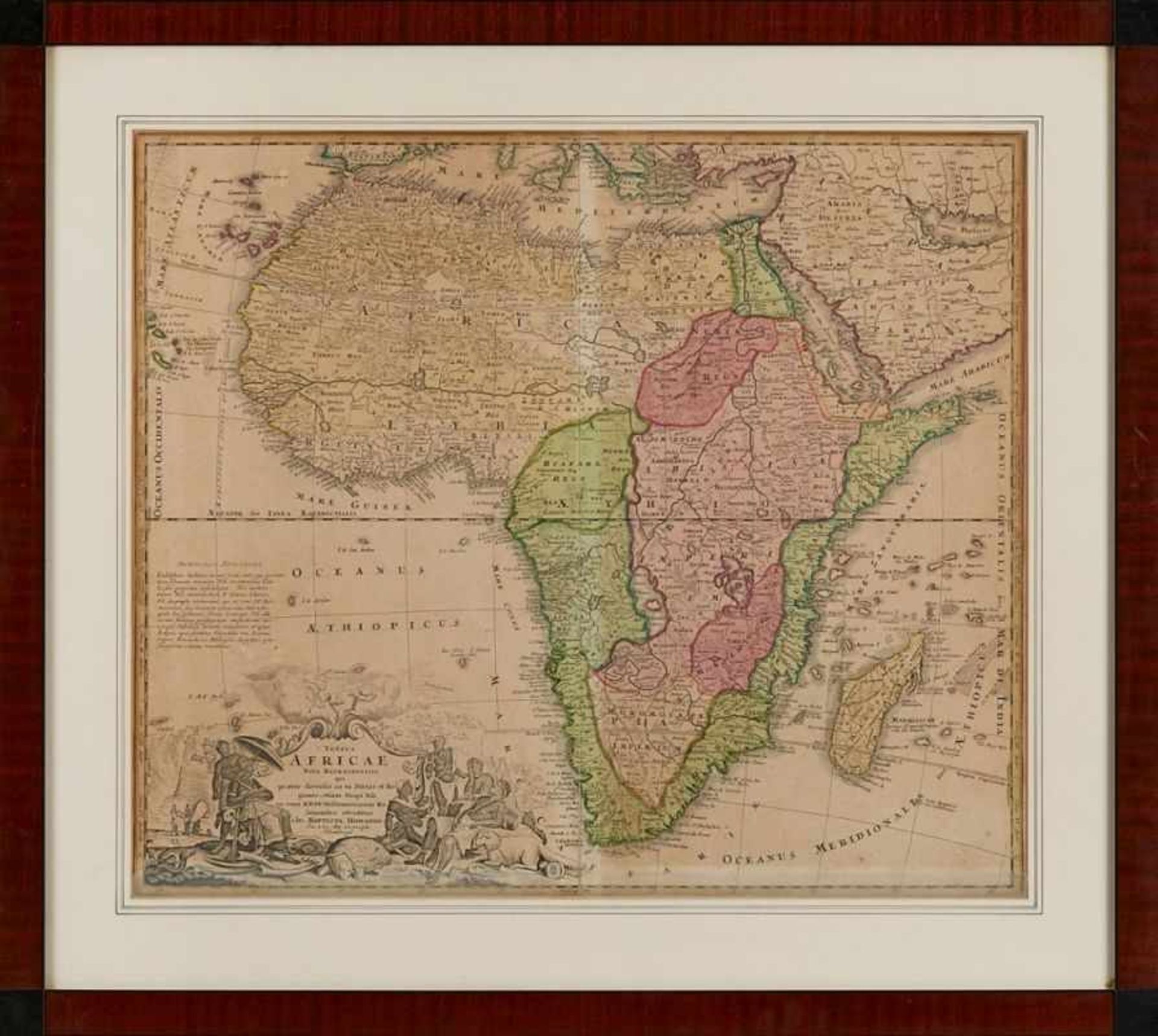 Posten 5 Kol. Kupferstichkarten 18.JhAfrika und Asien "Titius Africae - Nova Repraesentatio qua - Image 4 of 6