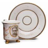 Tasse mit UT "Beethoven", KPM Berlin 1927.Expl. 164/ 300. Zylindr. Tasse m. aus- schwingender