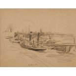 Bleistiftzeichnung Franziska Redelsheimer1873 Nürnberg -1913 Edenkoben "Blick vom Westhafen auf