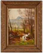 Gemälde Heinrich Hoffmann1859 Kassel - 1933 Heidelberg "Landschaft mit Bachlauf und Staffage"