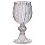 Pokal Venedig, Murano wohl Ende 18. Jh.Farbloses Glas mit weißen Flechtband- Einschlüssen mit