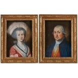 Paar Pastelle Bildnismaler 18. Jh"Portraits eines Ehepaares: wohl Ferdinand von Sauer (geb. 1697)