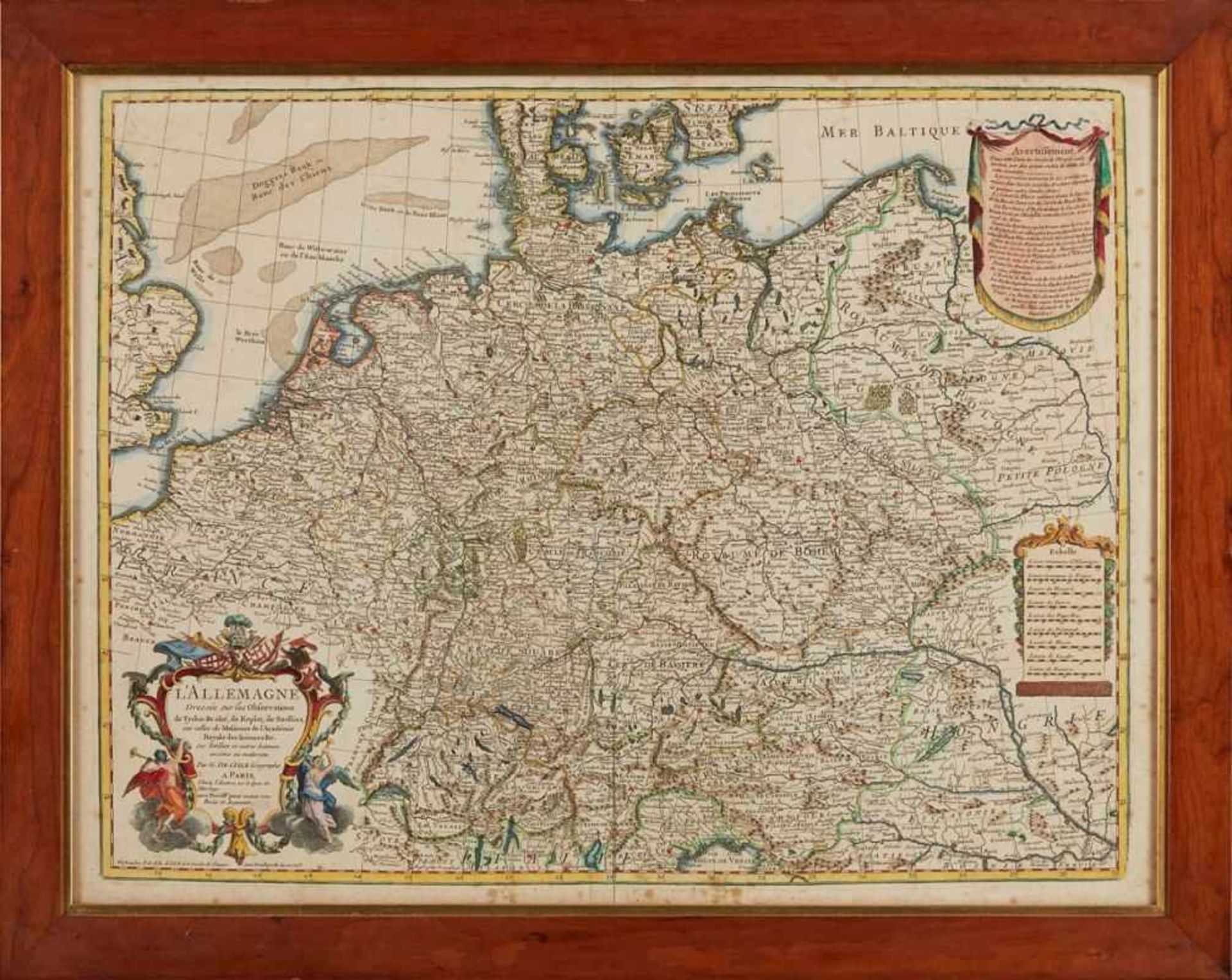 Kol. KupferstichkarteGuillaume de. L`Isle 1675 Paris - 1726 Paris "L`Allemagne Dressée sur les
