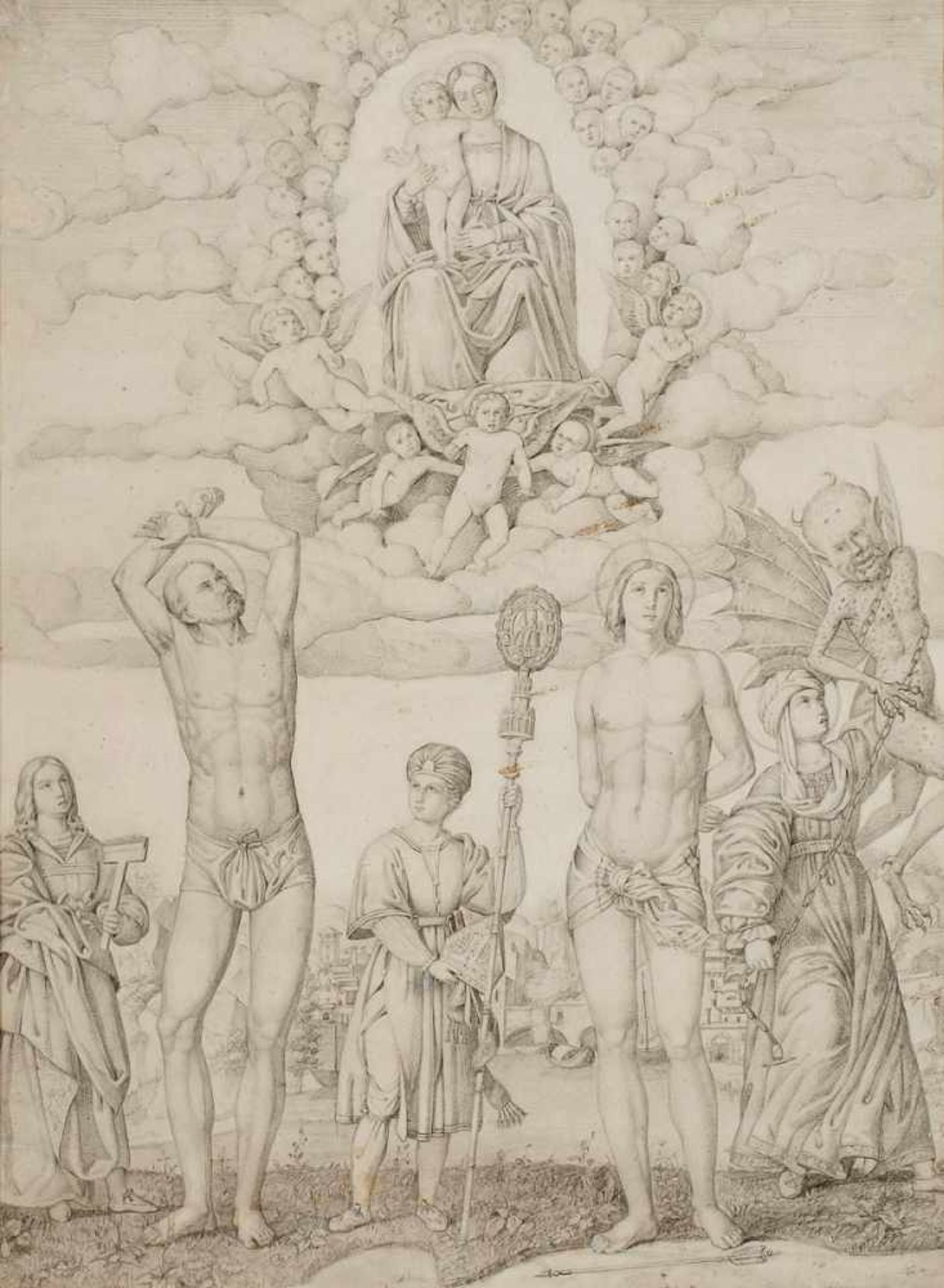 Bleistiftzeichnungnach Francesco Bonsignori ca. 1460 Verona - 1519 Caldiero "E liste in Santi Nazaro