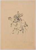 TuschfederzeichnungOskar Kokoschka 1886 Pöchlam - 1980 Montreux "Illustration zu: -Mein Lied- von