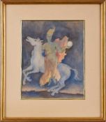 Aquarell Alexander Mohr1892 Frankenberg - 1974 Athen "Reiterin mit Kugel" u. li. sign. mohr 35,8 x