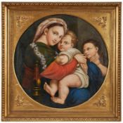 Gemälde Kopist um 1830Sakralmaler nach Raffael. "Madonna della Seggiola" Öl/Lwd., 71 x 71 cm
