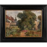 Gemälde Carl Bolze1832 Wien - 1913 München "Garten am Kloster Ebrach" Öl/Lwd. auf Karton, 35 x 43,