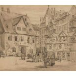 Bleistiftzeichnung Franziska Redelsheimer1873 Nürnberg -1913 Edenkoben "Mehlwaage, mit dem Haus