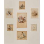 7 aquarellierte BleistiftzeichnungenJakob Fürchtegott Dielmann 1809 Frankfurt - 1885 Kronberg "