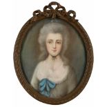 Pastell Bildnismaler um 1800"Marie Antoinette" schleifenbekrönter Louis XVI. Rahmen