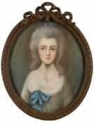 Pastell Bildnismaler um 1800"Marie Antoinette" schleifenbekrönter Louis XVI. Rahmen