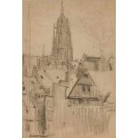 Bleistiftzeichnung Franziska Redelsheimer1873 Nürnberg -1913 Edenkoben "Blick über die Dächer der
