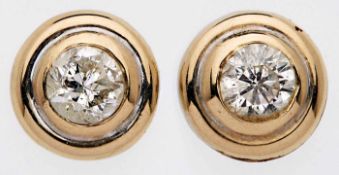 Paar Diamant-Ohrstecker18 kt WG mit Resten alter Vergoldung besetzt mit 2 Altschliff-Diamanten (