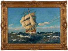 Gemälde Patrick von Kalckreuth1898 Kiel - 1970 Starnberg Marinemaler d. 20.Jh. "Dreimaster in