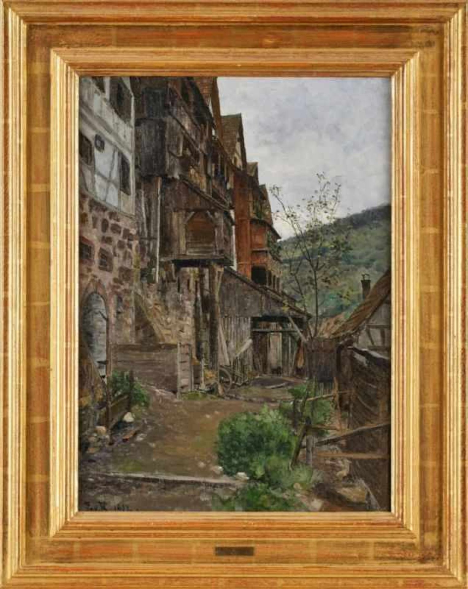 Gemälde Paul von Ravenstein1854 Breslau - 1938 Karlsruhe "Malerischer Winkel (Friedenstadt)" u.