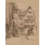 Bleistiftzeichnung Franziska Redelsheimer1873 Nürnberg -1913 Edenkoben "Frankfurter Altstadt"