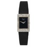 Damenarmbanduhr Chopard18 kt WG mit Brill. besetzt, orig Schliesse, Handaufzug. L 2,5 cm