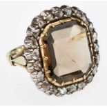 Gr. bischöflicher Ring um 1845-1860 14 kt. GG mit Silber, besetzt mit einem achteckigen