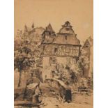 Lavierte TuschfederzeichnungFranziska Redelsheimer 1873 Nürnberg -1913 Edenkoben "Blick über eine