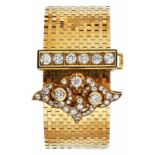 Breites Goldarmband Van Cleef & Arpelsum 1930-40 breites 18 kt GG-Band mit diamantbesetzter