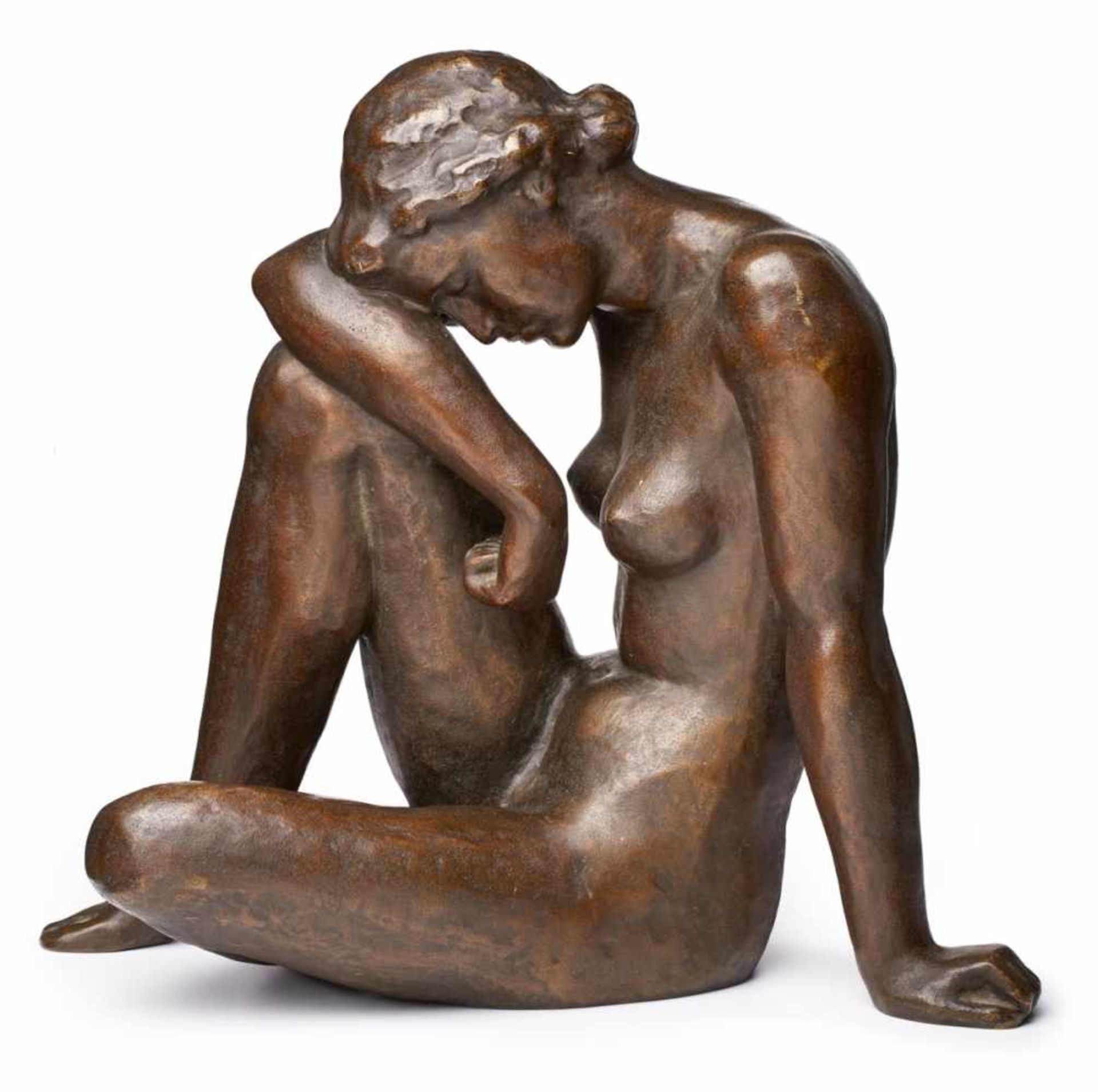 Bronze Fritz Klimsch(1870 Frankfurt a.M. - 1960 Saig bei Freiburg) "Rastende", Mitte 20. Jh. Braun