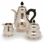 3-tlg. Kaffeeservice, 925er Sterling, Barock-Stil, 760g