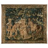 Tapisserie, flämisch um 1700.Mythologische Szene Wolle mit Seide, restaur., gestopft, teils