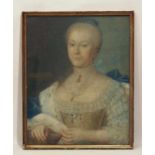 Damenportrait Frankreich 18. Jh., Pastell, unleserlich signiert und datiert 1760, 61 x 47 cm,