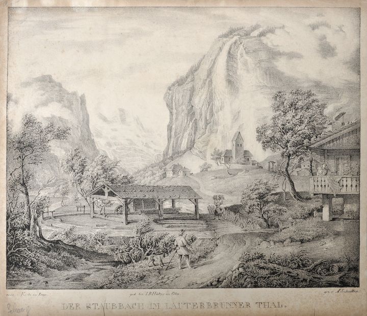 Kanton Bern. Konvolut 5 Ansichten. a) "A. Meyringen." Lithografie von J. Jacottet (fig. Bayot) - Image 4 of 7