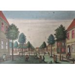 Mannheim "Die Baum-Allee in Mannheim", koloriert, Bl.: 30 x 41,6 cm die Fenster ausgeschnitten und