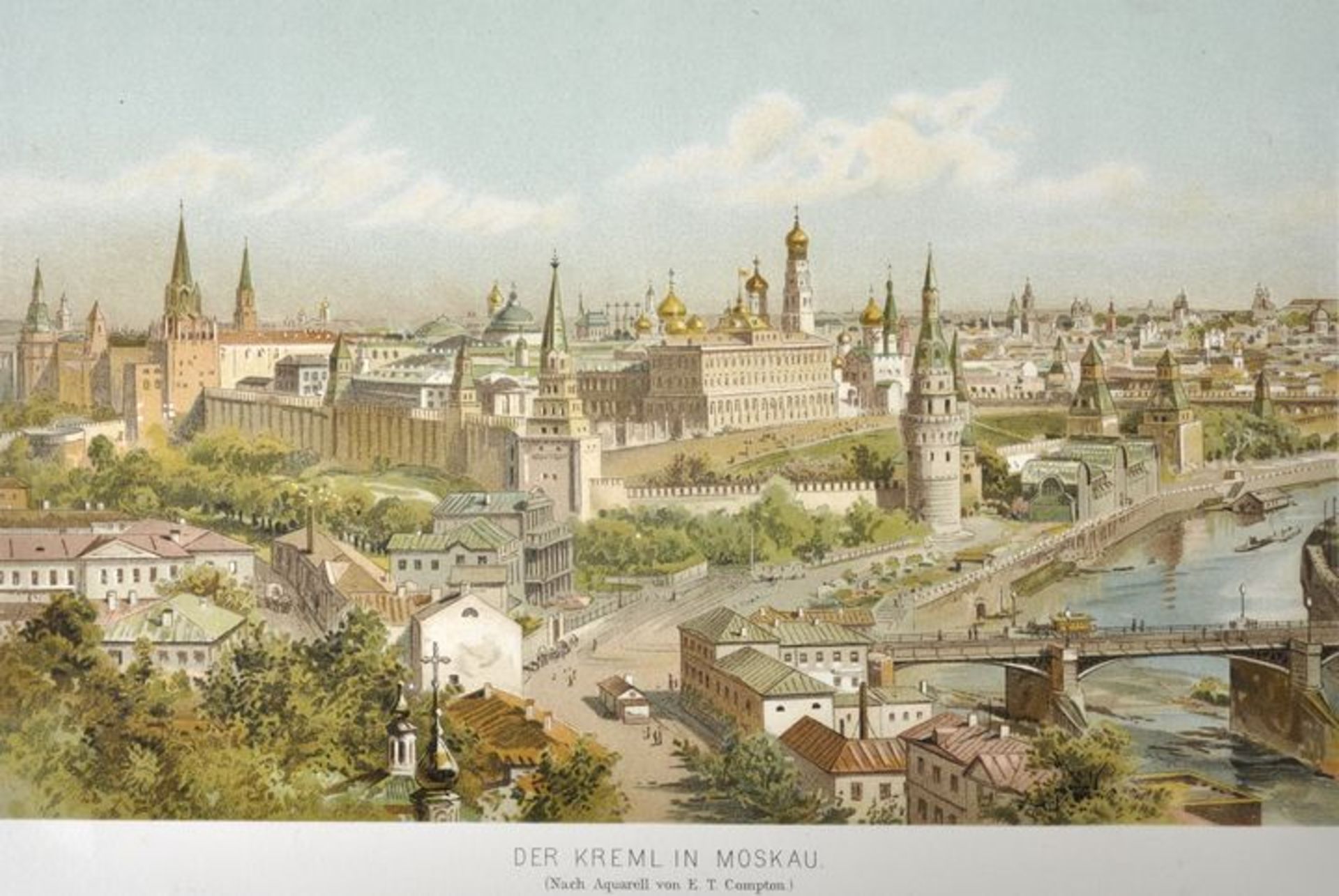 Moskau. 28 Ansichten. a) "Bataille de la Moscowa." kol. Holzschnitt. 30,4 x 52,6 cm (Darstellung). - Bild 5 aus 7