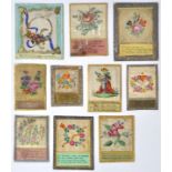 Konvolut Biedermeier-Glückwunschkarten, 1. H. 19. Jh. 10 St. Bildchen mit floralen oder
