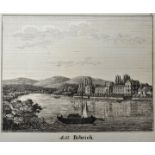 Biebrich. Fünf Ansichten. a) "Bibrich". Kupferstich, 1. Hälfte des 19. Jahrh. 12,7 x 16,4 cm (
