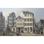 Frankfurt am Main. Acht Ansichten. a) 2 kolorierte u. mit Eiweiß gehöhte Kupferstiche, 19. Jahrh.: