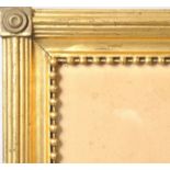 Rahmen,19. Jh. 5 cm Holzleiste mit Rippenprofil, vergoldet, würfelartig erhöhte Ecken, Innenleiste