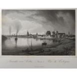 Köln. Drei Ansichten.Köln. a) "Cologne. Rhine". Getönte Lithographie. Hullmandel 1838. 39 x 23,5
