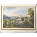 Ballenstedt. Zwei Ansichten. a) "Schloss Ballenstedt". Kolorierter Kupferstich um 1800. 6,2 x 9,3