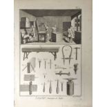Kistenmacher. - Schneidwerkzeuge. Zwei bzw. fünf Darstellungen. Kupferstiche von Benard, um 1780.
