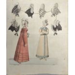 Mode des 19. Jahrhunderts. Neun Darstellungen. Kolorierte Kupferstiche, 1816. Meist ca. 19 x 16