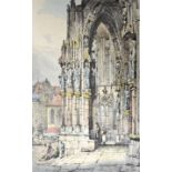 Regensburg. Drei Ansichten. a) "Ratisbonne Cathedral". Kolorierte Lithographie um 1830. Ca. 41 x