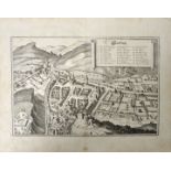 Feldkirch. Ansicht. "Feldkirch". Kupferstich von Merian um 1650. Ca. 21 x 32 cm (Pl), 29,4 x 37,3 cm