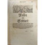 Fulda. Ansicht. "Die Statt Fulda". Holzschnitt von Sebastian Münster um 1600. 10,4 x 36,4 cm (