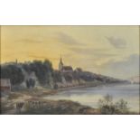 Müller, Gustav (Otto). 1827-1922 Dresden Blick über die Elbe bei Dresden auf die Briesnitzer Kirche,