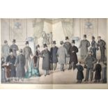 "Der moderne Kleidermacher". Neun Darstellungen. Lithographien (5 koloriert) um 1900. Ca. 35 x 25,